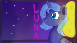 Size: 1280x720 | Tagged: safe, artist:jbond, princess luna, alicorn, pony, g4, chest fluff, female, filly, filly luna, foal, s1 luna, solo, woona, younger