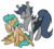 Size: 833x755 | Tagged: safe, artist:egophiliac, oc, oc only, oc:chase cartwheel, oc:spur bevel, bat pony, pegasus, pony, back rubbing, beveel, blushing, cute, duo, fangs, female, happy, male, mare, massage, simple background, stallion, sweat, towel, transparent background, tsundere, workout