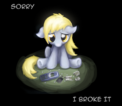 Size: 1018x878 | Tagged: safe, artist:vapgames, derpy hooves, pegasus, pony, g4, cellphone, female, how, i just don't know what went wrong, impossible, mare, nokia, nokia 3310, phone, sad, solo