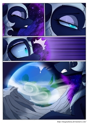 Size: 3000x4245 | Tagged: safe, artist:magnaluna, nightmare moon, pony, g4, comic, crying, earth, eyes closed, female, mare, moon, solo, space, stars