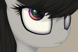 Size: 900x600 | Tagged: safe, artist:styroponyworks, octavia melody, g4, close-up, female, multicolored iris, solo