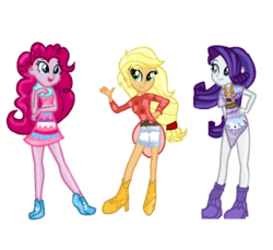 Size: 933x856 | Tagged: safe, artist:pastel-pony-artist, applejack, pinkie pie, rarity, equestria girls, g4, my little pony equestria girls: legend of everfree, camp fashion show outfit