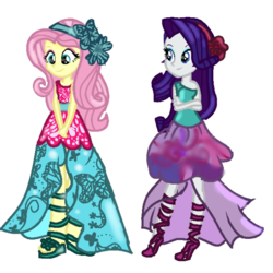 Size: 600x600 | Tagged: safe, artist:pastel-pony-artist, fluttershy, rarity, equestria girls, g4, my little pony equestria girls: legend of everfree, crystal gala