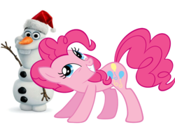 Size: 1058x794 | Tagged: safe, artist:moongazeponies, edit, vector edit, pinkie pie, g4, crossover, frozen (movie), hat, olaf, santa hat, simple background, vector, white background