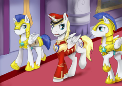 Size: 5016x3541 | Tagged: safe, artist:silfoe, oc, oc:silas shieldwing, alicorn, pegasus, pony, alicorn oc, commission, male, pegasus royal guard, royal guard, stallion