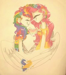 Size: 837x954 | Tagged: safe, artist:cartoonxcatxlover, fluttershy, rainbow dash, human, g4, female, humanized, lesbian, ship:flutterdash, shipping