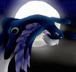Size: 1024x969 | Tagged: safe, artist:guavasheep, night glider, g4, female, full moon, graceful, looking at you, moon, night, solo, upside down