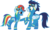 Size: 8799x5318 | Tagged: safe, artist:fruft, rainbow dash, soarin', pegasus, pony, g4, my little pony: friendship is magic, newbie dash, absurd resolution, clothes, duo, female, male, rainbow fash, simple background, squishy chest, transparent background, vector, wonderbolts uniform