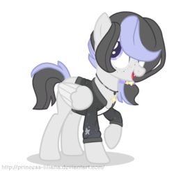 Size: 1024x1005 | Tagged: safe, artist:princess-liliana, oc, oc only, oc:clar midnight, pegasus, pony, base used, clothes, fangs, jacket, pegasus oc, solo, varsity jacket, wings