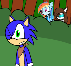 Size: 638x594 | Tagged: safe, artist:icefir, rainbow dash, oc, oc:abbi, anthro, g4, circle tool, crossover, male, sonic boom, sonic the hedgehog, sonic the hedgehog (series), sonicified