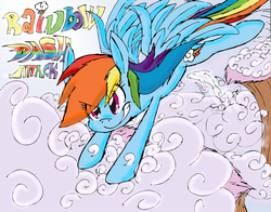 Size: 2526x1984 | Tagged: safe, artist:dashiepie, rainbow dash, g4, cloud, female, flying, solo