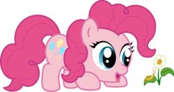 Size: 3277x1735 | Tagged: safe, artist:goodwinn, pinkie pie, earth pony, insect, pony, g4, cute, diapinkes, female, filly, filly pinkie pie, flower, grasshopper, simple background, solo, transparent background, vector, younger