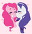 Size: 1004x1064 | Tagged: safe, artist:sweetbream, pinkie pie, rarity, earth pony, pony, unicorn, g4, beanbrows, blushing, cheek kiss, cute, eyes closed, female, heart, kissing, lesbian, mare, ship:raripie, shipping