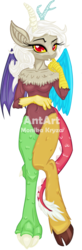 Size: 513x1559 | Tagged: safe, artist:redi, discord, anthro, g4, eris, rule 63, simple background, solo, transparent background, watermark