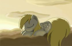 Size: 1200x776 | Tagged: safe, artist:grennadder, derpy hooves, pegasus, pony, g4, cloud, female, mare, sleeping, solo