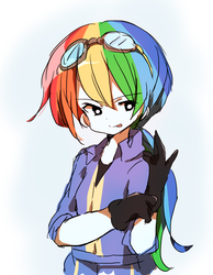 Size: 668x859 | Tagged: safe, artist:lotte, rainbow dash, equestria girls, g4, clothes, female, gloves, goggles, solo