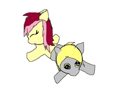 Size: 481x373 | Tagged: safe, derpy hooves, roseluck, earth pony, pegasus, pony, g4, 1000 hours in ms paint, derpyluck (fusion), female, fusion, mare, ms paint, pushmi-pullyu, wat