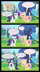 Size: 1024x1840 | Tagged: safe, artist:bigsnusnu, fluttershy, rarity, pegasus, pony, unicorn, comic:a rare-rarity day, comic:a rare-rarity day part 2, g4, comic, duo, duo female, eyes closed, female, lesbian, mare, open mouth, ship:flarity, shipping, vector, waving