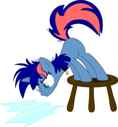 Size: 1874x2007 | Tagged: safe, artist:forgotten-remnant, oc, oc only, oc:ryo, pony, unicorn, bell, bell collar, collar, digital art, simple background, solo, table, transparent background, vector