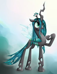 Size: 2344x3000 | Tagged: safe, artist:yukitayako, queen chrysalis, changeling, changeling queen, g4, crown, digital art, female, high res, jewelry, regalia, solo