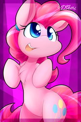 Size: 1280x1920 | Tagged: safe, artist:dshou, pinkie pie, earth pony, pony, g4, chest fluff, cute, diapinkes, female, hind legs, mare, open mouth, solo
