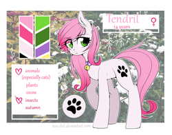 Size: 1024x801 | Tagged: safe, artist:ten-dril, oc, oc only, oc:tendril, earth pony, pony, bell, bell collar, collar, digital art, ear fluff, female, reference sheet, solo