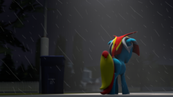 Size: 1920x1080 | Tagged: dead source, safe, artist:thom330, oc, oc only, 3d, rain, solo