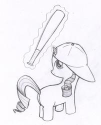 Size: 2111x2615 | Tagged: safe, artist:syggie, rarity, g4, artifact, cap, female, filly, filly rarity, hat, magic, monochrome, solo, younger