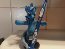 Size: 3264x2448 | Tagged: safe, artist:balthazar147, minuette, pony, g4, bipedal, customized toy, cutie mark, irl, photo, sculpture, statue, toothbrush, traditional art