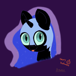 Size: 2048x2048 | Tagged: safe, artist:biggysam7, artist:brownie, nightmare moon, g4, chibi, female, filly, halloween, high res, nightmare mlem, nightmare woon, portrait, solo, tongue out