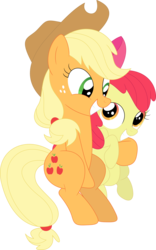 Size: 2229x3566 | Tagged: safe, artist:porygon2z, apple bloom, applejack, g4, sleepless in ponyville, female, high res, inkscape, sibling love, siblings, simple background, sisterly love, sisters, smiling, transparent background, vector