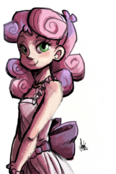 Size: 468x700 | Tagged: safe, artist:theartrix, sweetie belle, human, g4, clothes, cute, diasweetes, dress, female, humanized, simple background, solo, transparent background