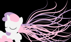 Size: 10000x6000 | Tagged: safe, artist:alligatorgummy, sweetie belle, g4, absurd resolution, eyes closed, female, minimalist, solo, wallpaper