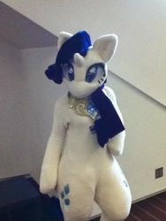Size: 628x837 | Tagged: safe, rarity, g4, clothes, cosplay, costume, fursuit, irl, photo, solo