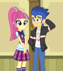 Size: 964x1080 | Tagged: safe, artist:mixiepie, artist:themexicanpunisher, edit, edited screencap, screencap, flash sentry, sour sweet, equestria girls, friendship games, g4, clothes, crystal prep academy uniform, crystal prep shadowbolts, female, freckles, male, necktie, pants, pleated skirt, school uniform, shipping, skirt, sour sentry, straight