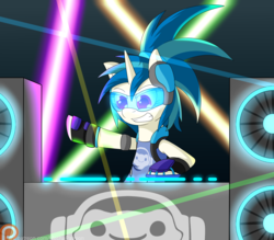 Size: 1600x1400 | Tagged: safe, artist:mechanized515, dj pon-3, vinyl scratch, g4, alternate hairstyle, crossover, lucio, overwatch