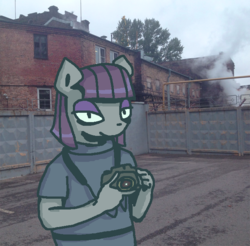 Size: 673x661 | Tagged: safe, artist:grinwild, maud pie, earth pony, anthro, g4, camera, female, irl, photo, ponies in real life, solo
