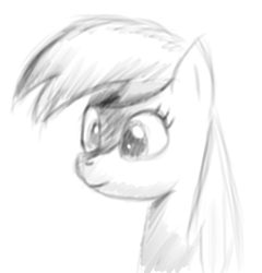 Size: 1280x1335 | Tagged: safe, artist:itsthinking, derpy hooves, pegasus, pony, g4, female, mare, monochrome, portrait, solo