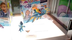 Size: 1600x900 | Tagged: safe, soarin', spike, spitfire, pony, g4, guardians of harmony, irl, merchandise, photo, sdcc 2016, toy
