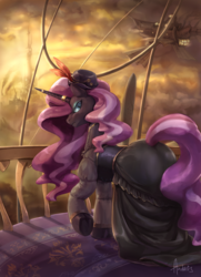 Size: 3905x5400 | Tagged: safe, artist:audrarius, nightmare rarity, pony, unicorn, g4, clothes, female, looking at you, mare, solo, steampunk