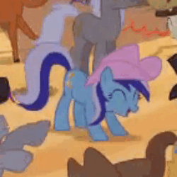 Size: 250x250 | Tagged: safe, screencap, minuette, pony, g4, pinkie pride, animated, cowboy hat, dancing, eyes closed, female, hat, male, solo focus, wiggle