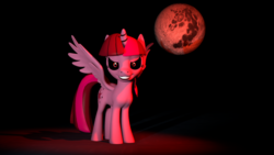 Size: 1024x576 | Tagged: safe, artist:iownu142, 3d, corrupted, evil, evil twilight, mare in the moon, moon, solo, source filmmaker