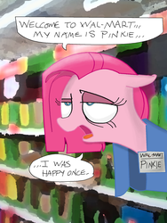 Size: 1440x1920 | Tagged: safe, artist:andypriceart, artist:plmbare, pinkie pie, g4, colored, dead inside, depressed, female, pinkamena diane pie, solo, wal-mart, walmart