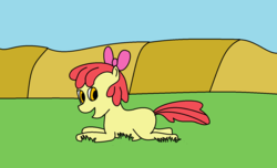 Size: 1564x948 | Tagged: safe, artist:amateur-draw, apple bloom, g4, 1000 hours in ms paint, blank flank, clean, field, grass, ms paint