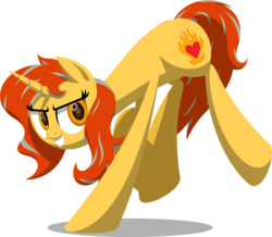 Size: 2381x2073 | Tagged: safe, artist:zacatron94, oc, oc only, oc:cinderheart, pony, unicorn, action pose, female, golden eyes, high res, lineless, solo