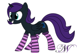 Size: 1280x882 | Tagged: safe, artist:creativenyx, oc, oc only, oc:nyx, alicorn, pony, alicorn oc, clothes, socks, solo, striped socks