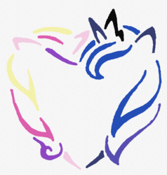 Size: 1828x1920 | Tagged: safe, artist:phonicb∞m, princess cadance, princess luna, pony, g4, canvas, female, heart, infidelity, lesbian, lundance, mare, minimalist, shipping