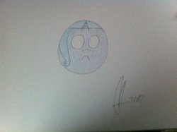 Size: 1024x765 | Tagged: safe, artist:tehmaster001, trixie, g4, ball, frown, inanimate tf, morph ball, solo, traditional art, transformation, trixieball