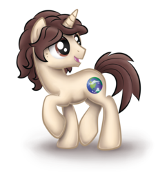 Size: 1024x1120 | Tagged: safe, artist:chasm03, oc, oc only, oc:deuterium, pony, casual, curly mane, freckles, happy, linguist, male, planet, smiling, solo, stallion, walking