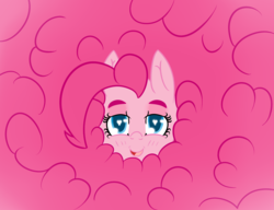 Size: 1300x1000 | Tagged: safe, artist:lazerblues, pinkie pie, g4, blushing, female, fluffy, heart eyes, solo, wingding eyes